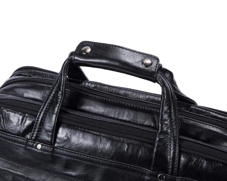 Rossie Viren Men's Vintage Cowhide Leather Luggage Slim Briefcase-4