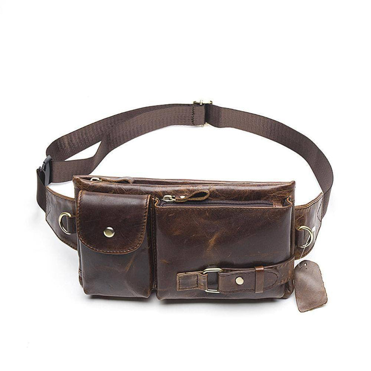 Rossie Viren Mens Leather Waist Bag Pack Outdoors Belt Bags-0