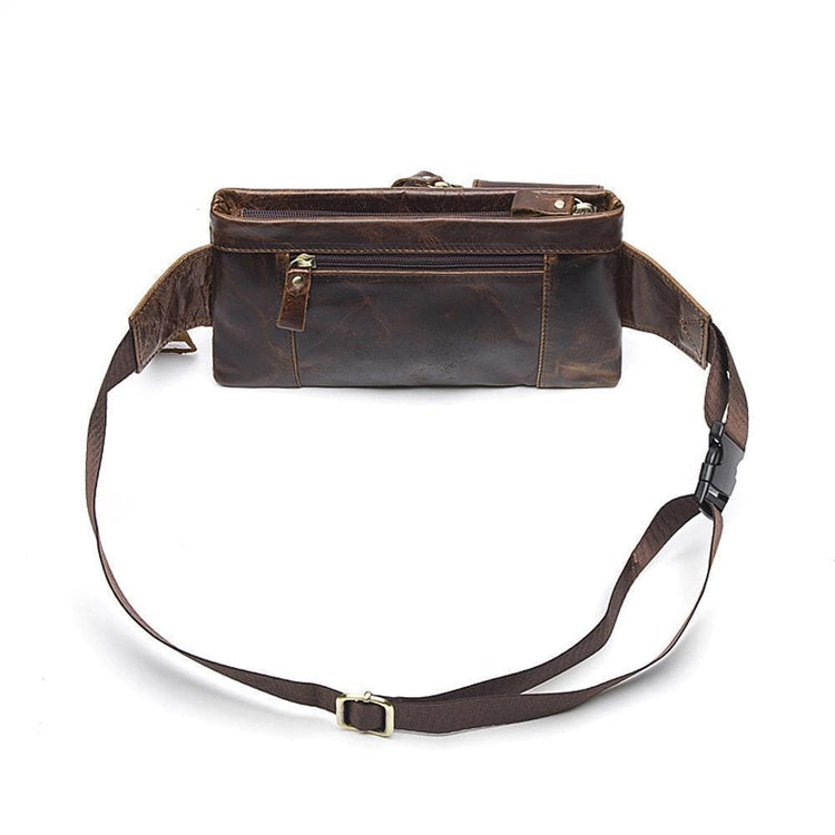 Rossie Viren Mens Leather Waist Bag Pack Outdoors Belt Bags-3
