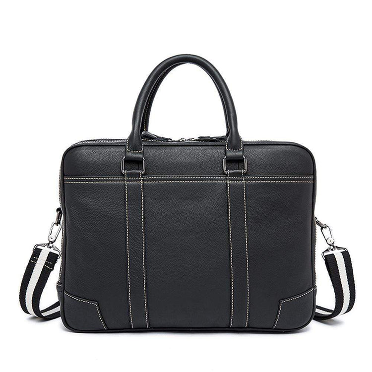 Rossie Viren Vintage Classic Double Zip Leather Briefcase Work Bags-2