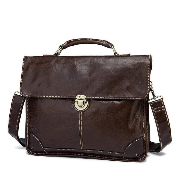 Rossie Viren Vintage Leather Briefcase Messenger Bag-1