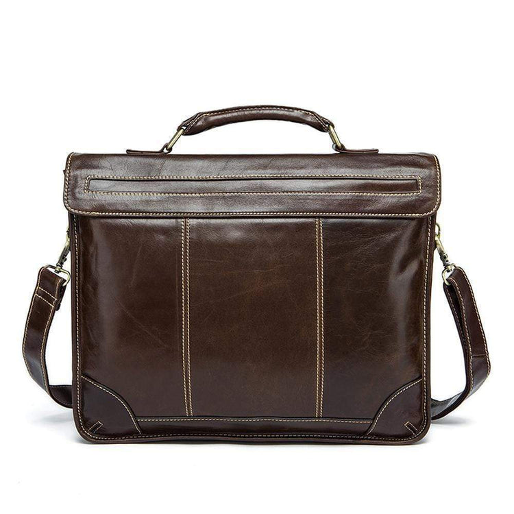 Rossie Viren Vintage Leather Briefcase Messenger Bag-4