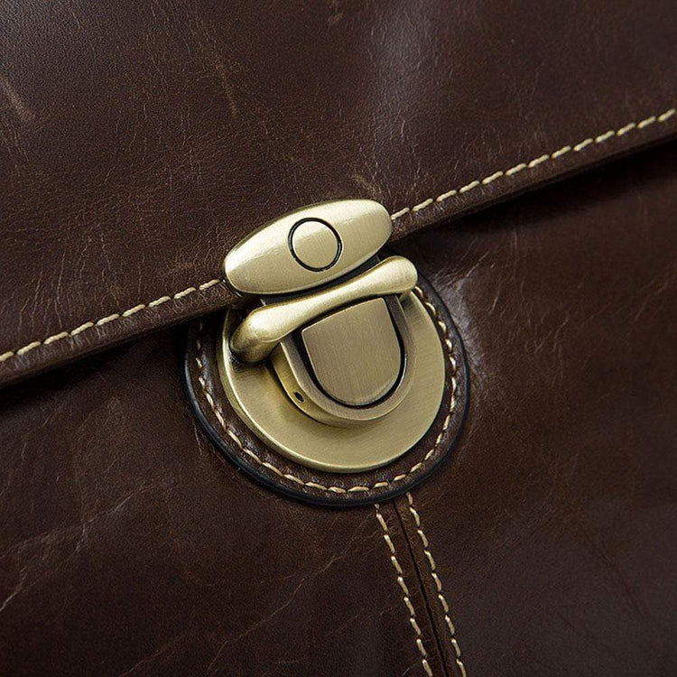 Rossie Viren Vintage Leather Briefcase Messenger Bag-3