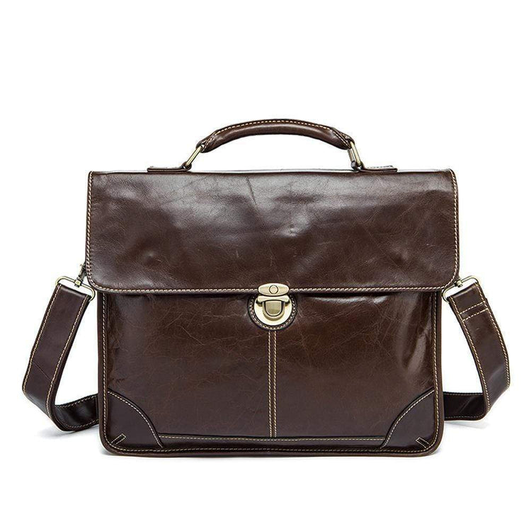 Rossie Viren Vintage Leather Briefcase Messenger Bag-0