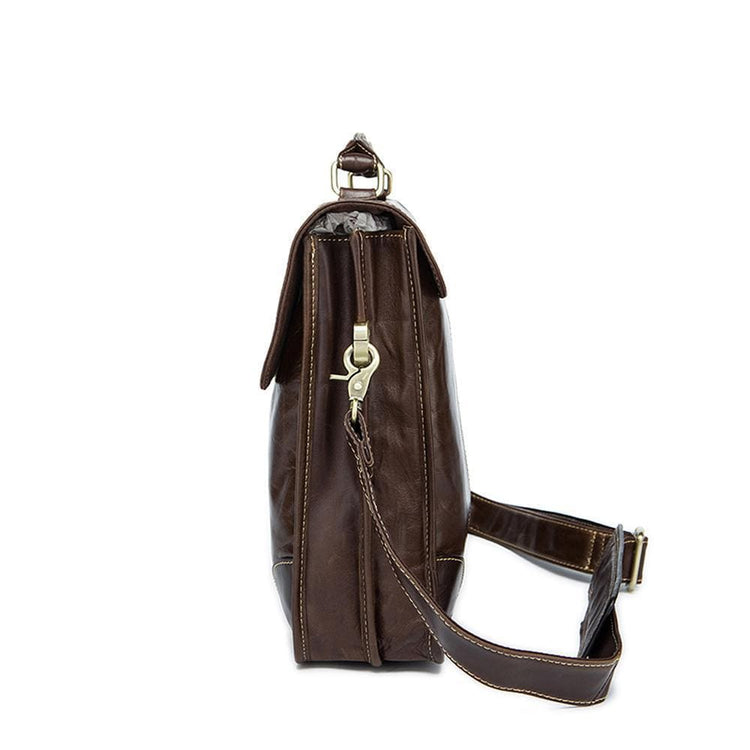 Rossie Viren Vintage Leather Briefcase Messenger Bag-2