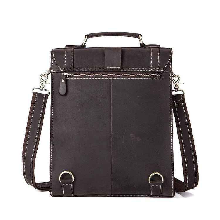 Rossie Viren Vintage Retro Brown Leather Men's Briefcase Messenger Satchel Postmen Bag-2