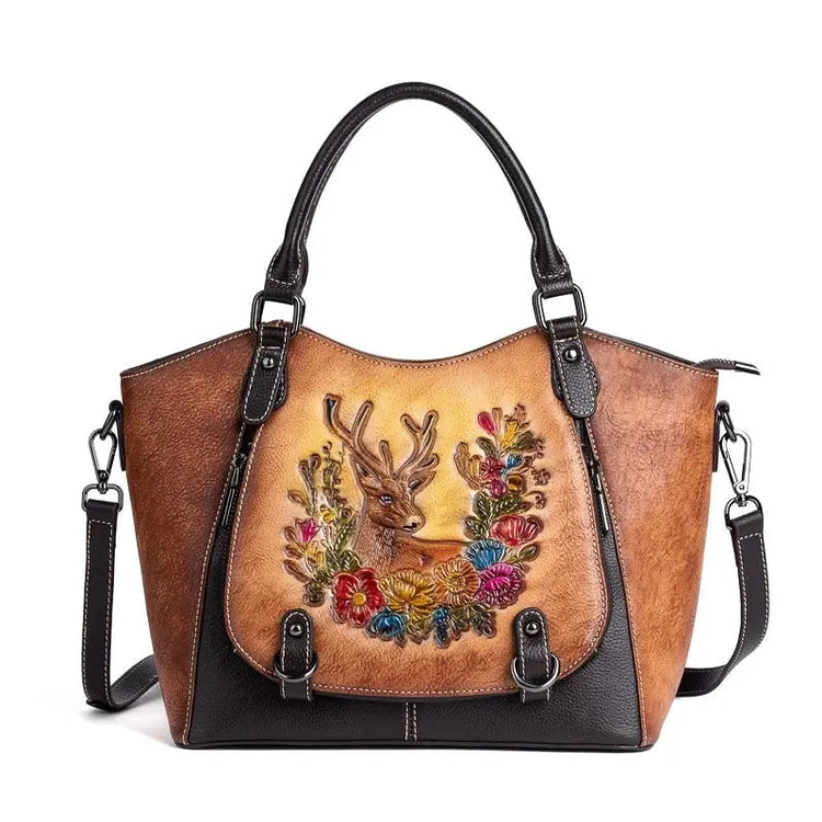 Rossie Viren Women’s Genuine Leather Handbag Shoulder Bags Work Tote Bag Top Handle Bag Ladies Purses Satchel-0