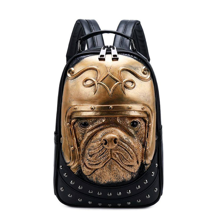 Studed 3D Backpack Unisex Creative Dog Modeling Fashion Pattern Trendy Travel Handbag Small-0