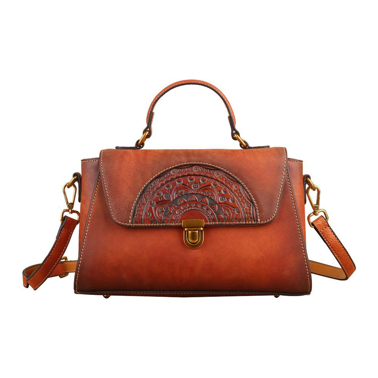 Womens Vintage Leather Tote Handbag Small Top-Handle Bags-0
