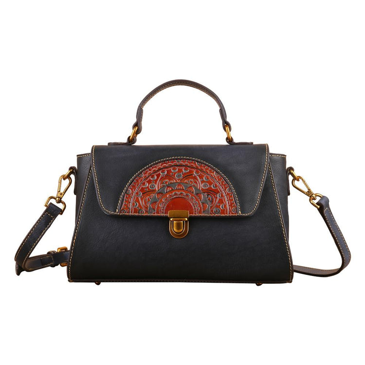 Womens Vintage Leather Tote Handbag Small Top-Handle Bags-5