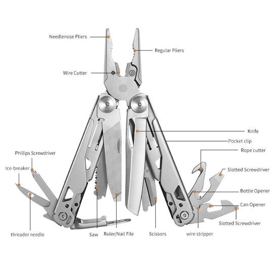 18 in 1 Silvery Outdoor Multitool Pliers Stainless Steel Folding Full Locking Combination Camping Multitool Pliers With Bits Driver-0