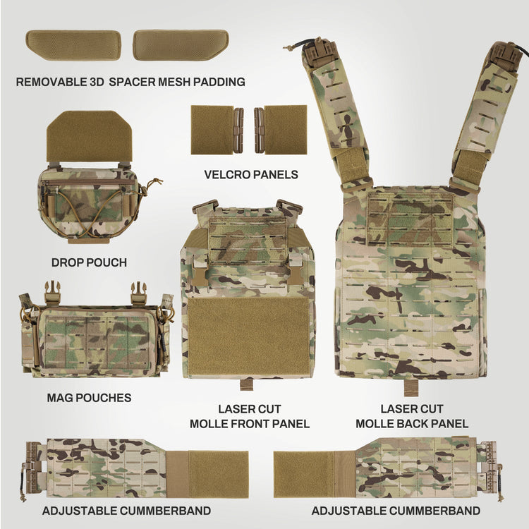 VOTAGOO® Adjustable Tactical Vest with Admin Drop Pouch-1