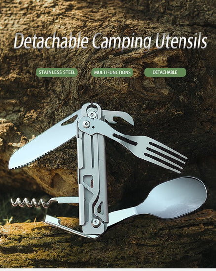 Outdoor Camping Utensils Spoon Fork Knife Utensils Multi Functional Spork Spoon Knife Forks-0