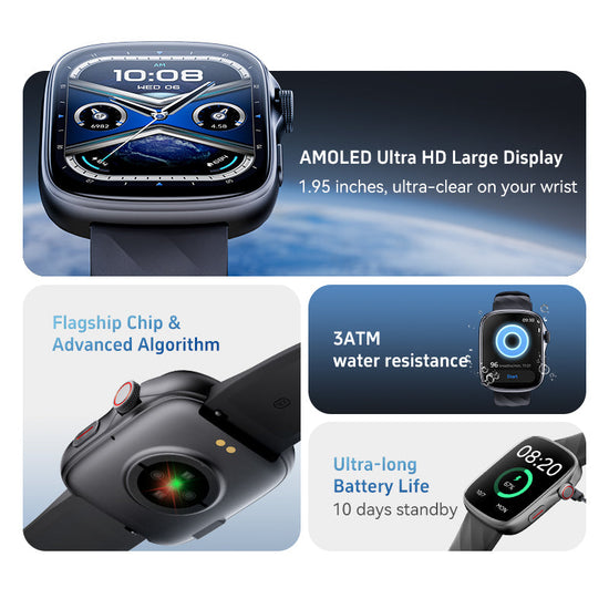 Smart Eco Drive Watch for Women, 1.95'' AMOLED Ultra-Clear Screen Activity Trackers with Heart Rate/Sleep/SpO2 Monitor, Smartwatch for iPhone/Samsung/Android-2