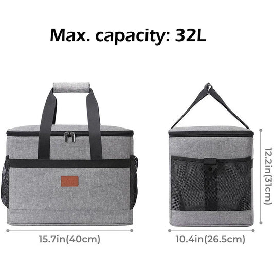 32L Soft Cooler Bag with Hard Liner for Outdoor (Grey)-1