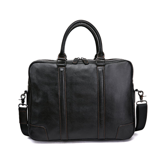 Vintage Calfskin Leather  Large Briefcase,Business  Laptop Cross Body Shoulder Bag-3