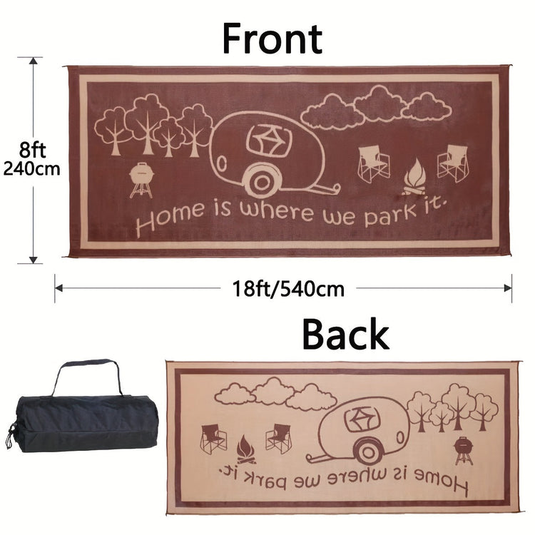 Outdoor Reversible Patio Mat Coffee-2