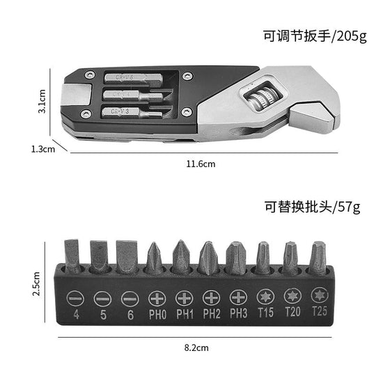 Multitool Wrench With 8 Tools/Pliers/Wire Cutter/Flat Screwdriver/Phillips Screwdriver/Portable Folding Multifunctional Adjustable Multi Purpose Stainless Steel Tool-2