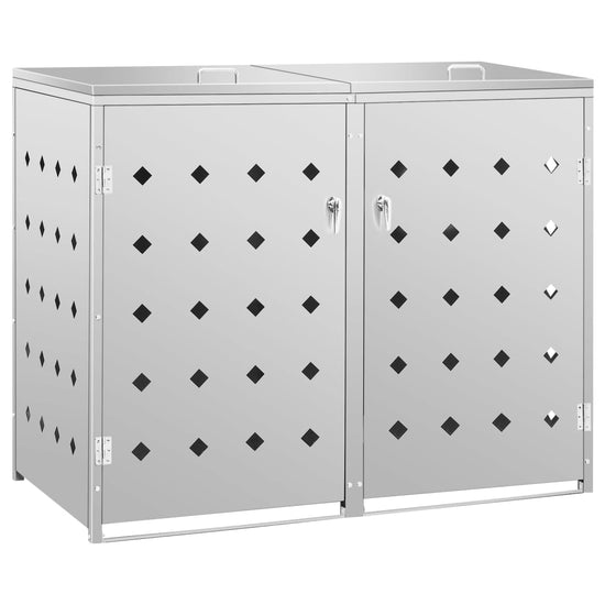NNEVL Double Wheelie Bin Shed 240 L Stainless Steel-1