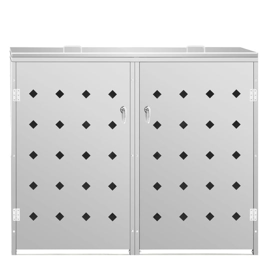 NNEVL Double Wheelie Bin Shed 240 L Stainless Steel-2