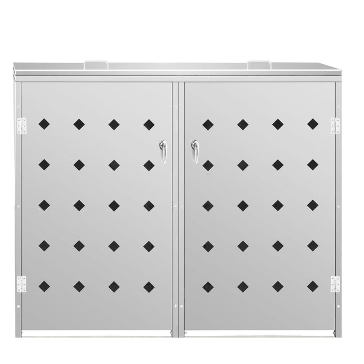 NNEVL Double Wheelie Bin Shed 240 L Stainless Steel-2