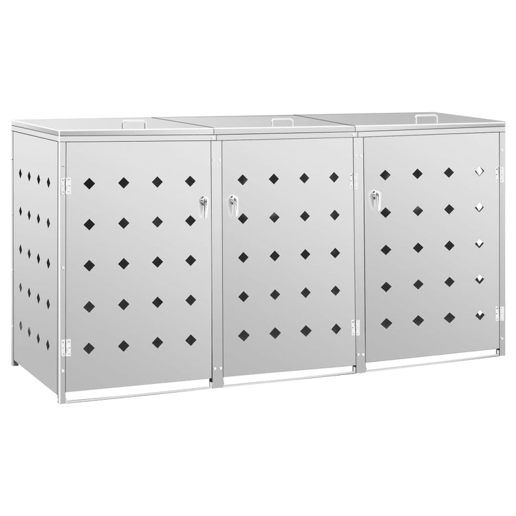 NNEVL Triple Wheelie Bin Shed 240 L Stainless Steel-1