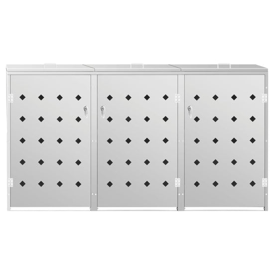 NNEVL Triple Wheelie Bin Shed 240 L Stainless Steel-4