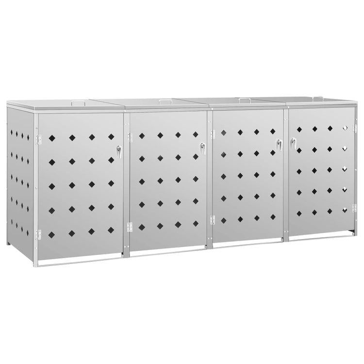 NNEVL Quadruple Wheelie Bin Shed 240 L Stainless Steel-1