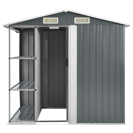NNEVL Garden Shed with Rack Grey 205x130x183 cm Iron-2