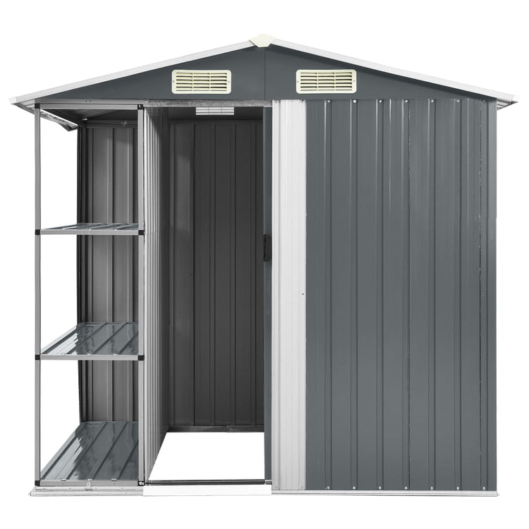 NNEVL Garden Shed with Rack Grey 205x130x183 cm Iron-2