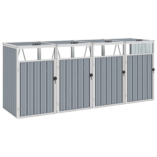 NNEVL Quadruple Garbage Bin Shed Grey 286x81x121 cm Steel-0