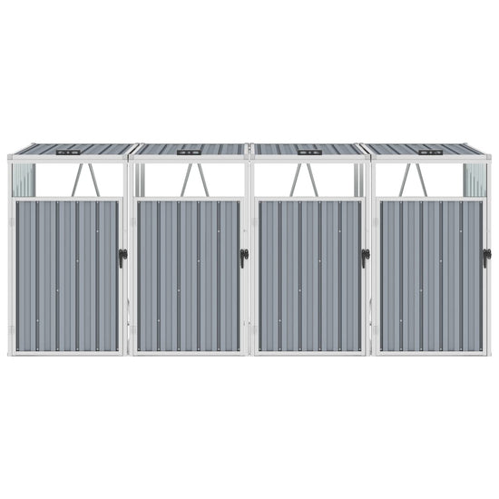 NNEVL Quadruple Garbage Bin Shed Grey 286x81x121 cm Steel-1