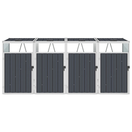 NNEVL Quadruple Garbage Bin Shed Anthracite 286x81x121 cm Steel-0