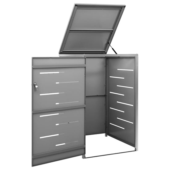 NNEVL Single Wheelie Bin Shed 69x77.5x115 cm Stainless Steel-2