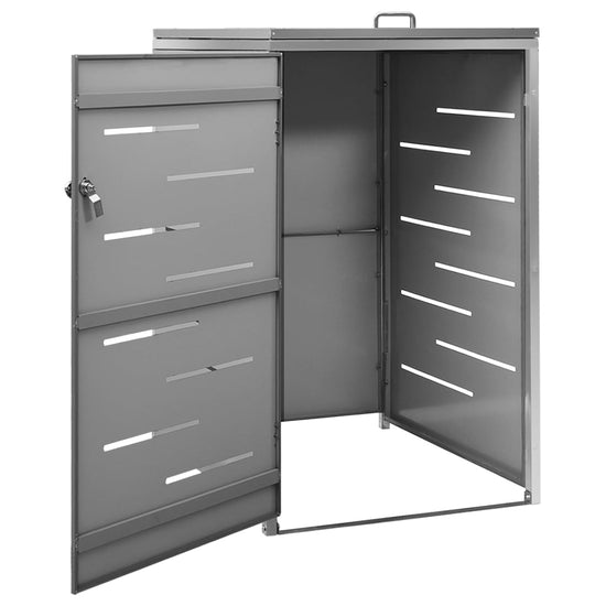 NNEVL Single Wheelie Bin Shed 69x77.5x115 cm Stainless Steel-3