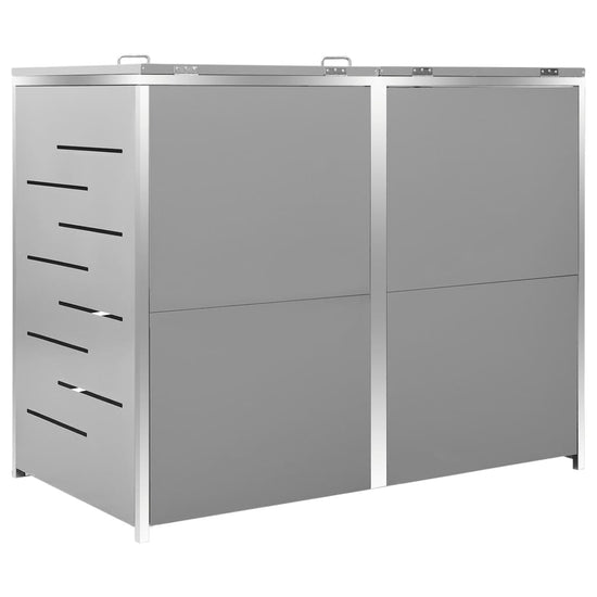 NNEVL Double Wheelie Bin Shed 138x77.5x115.5 cm Stainless Steel-2