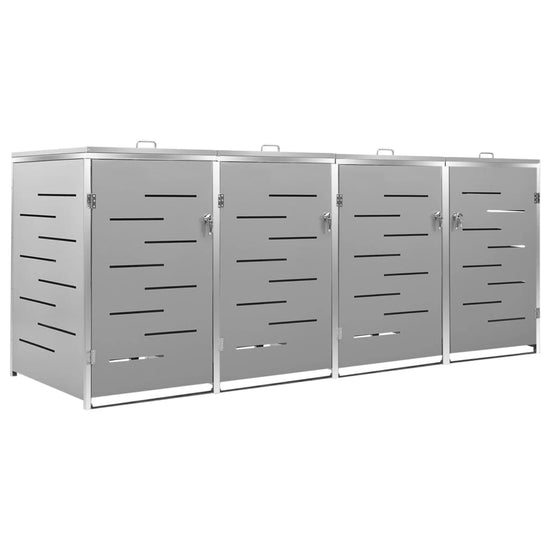 NNEVL Quadruple Wheelie Bin Shed 276.5x77.5x115.5 cm Stainless Steel-1