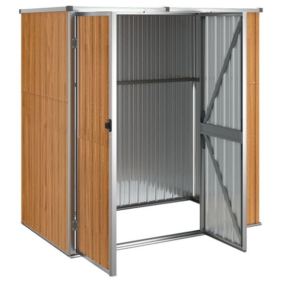 NNEVL Garden Tool Shed Brown 161x89x161 cm Galvanised Steel-3