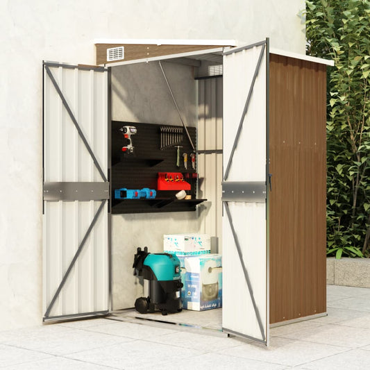 NNEVL Wall-mounted Garden Shed Brown 118x100x178 cm Galvanised Steel-0