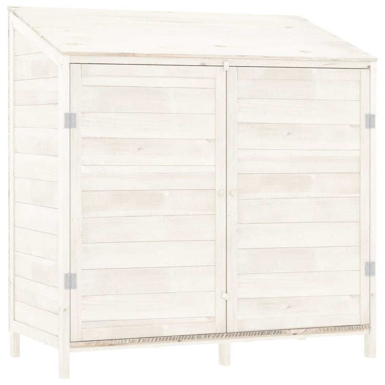 NNEVL Garden Shed White 102x52x112 cm Solid Wood Fir-1