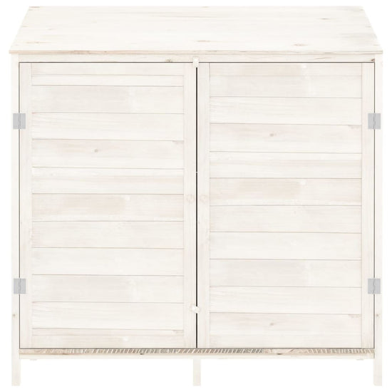 NNEVL Garden Shed White 102x52x112 cm Solid Wood Fir-2