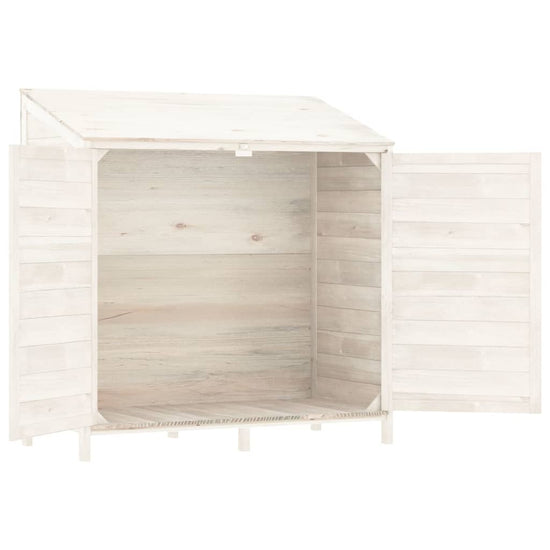 NNEVL Garden Shed White 102x52x112 cm Solid Wood Fir-3