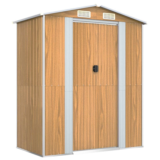 NNEVL Garden Shed Light Brown 192x108x223 cm Galvanised Steel-1