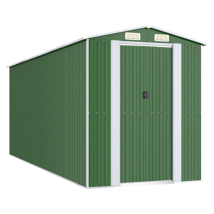 NNEVL Garden Shed Green 192x523x223 cm Galvanised Steel-1