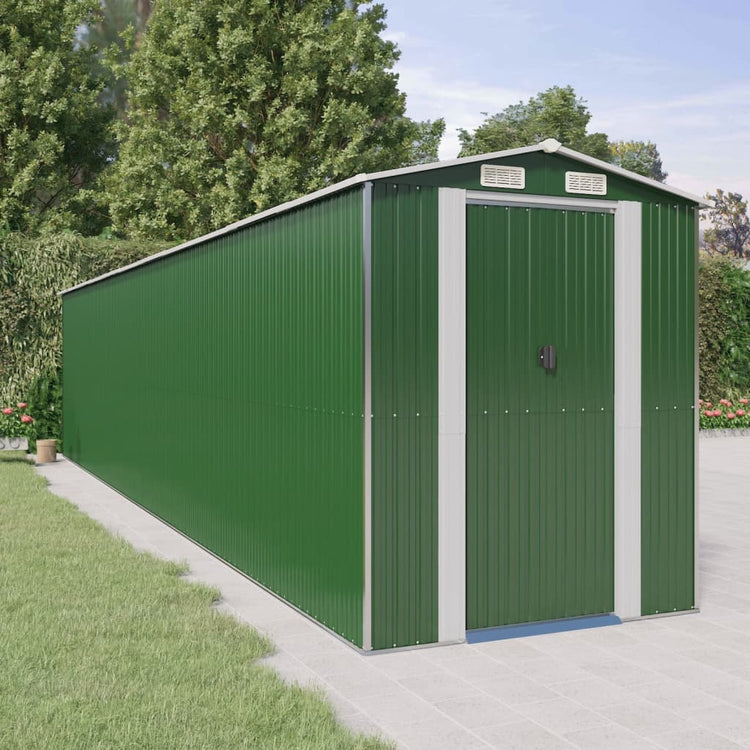 NNEVL Garden Shed Green 192x938x223 cm Galvanised Steel-0