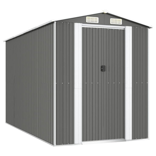 NNEVL Garden Shed Light Grey 192x357x223 cm Galvanised Steel-1