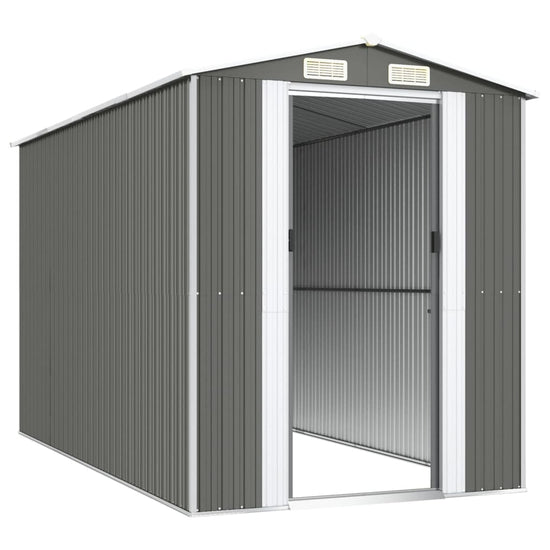 NNEVL Garden Shed Light Grey 192x357x223 cm Galvanised Steel-3