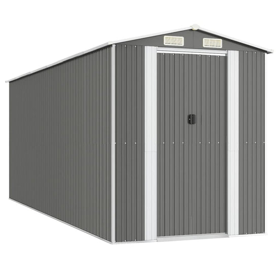 NNEVL Garden Shed Light Grey 192x523x223 cm Galvanised Steel-1