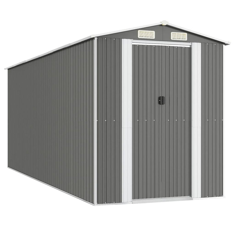 NNEVL Garden Shed Light Grey 192x523x223 cm Galvanised Steel-1