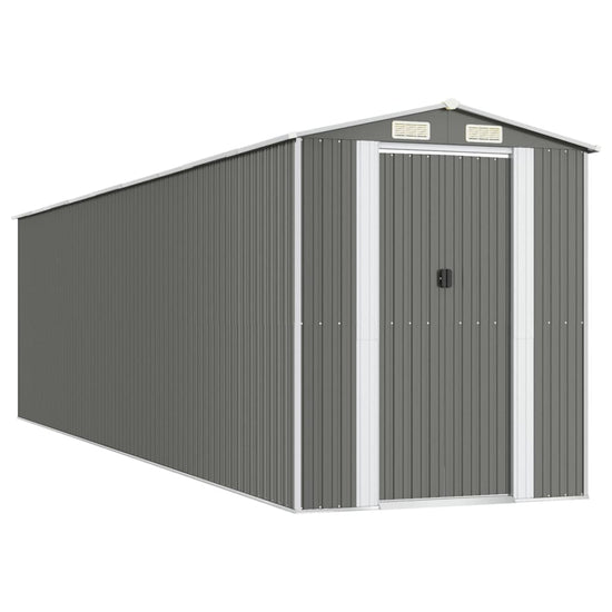 NNEVL Garden Shed Light Grey 192x772x223 cm Galvanised Steel-1